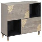 vidaXL Dressoir Grijs en Goud 80 x 33 x 75 cm Massief Mango, Huis en Inrichting, Verzenden, Nieuw