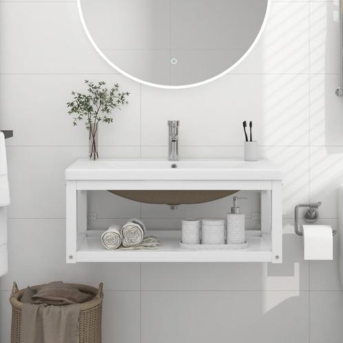 vidaXL Wastafelframe met inbouwwastafel ijzer wit, Huis en Inrichting, Tafels | Kaptafels, Nieuw, Verzenden