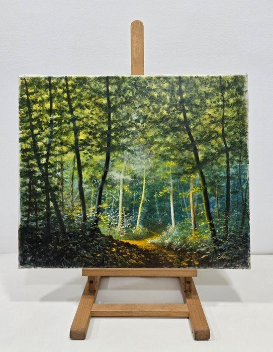 Ángel Ries (1943) - Refugio verde, Antiquités & Art, Art | Peinture | Classique