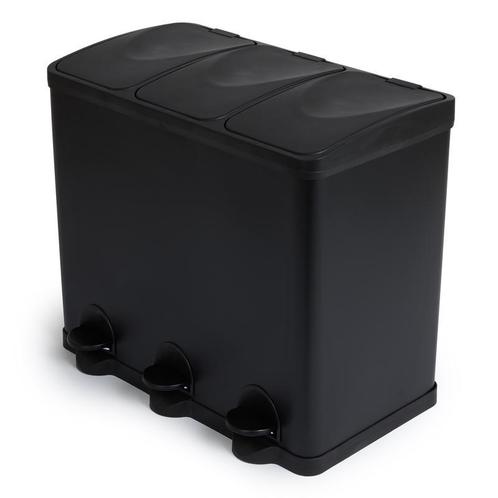 Poubelle de tri sélectif - 3 x 20 l - Noir | 3 bacs, Huis en Inrichting, Woonaccessoires | Overige, Verzenden