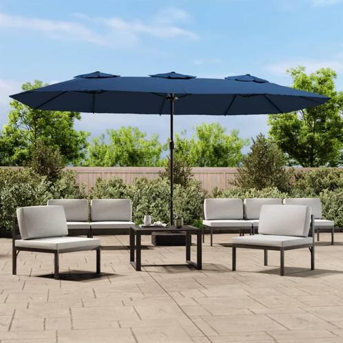 vidaXL Parasol dubbel dak 449x265 cm azuurblauw, Tuin en Terras, Parasols, Nieuw, Verzenden