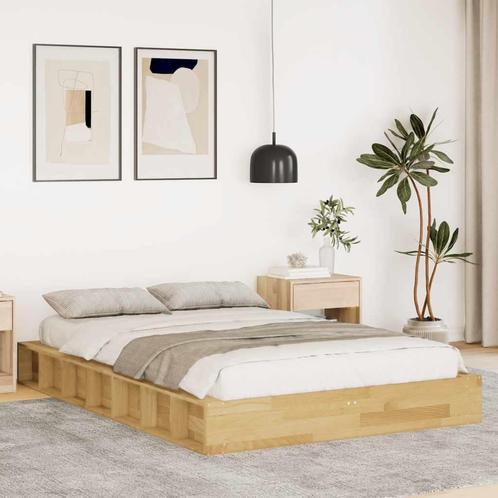 vidaXL Bedframe zonder matras 120x200 cm massief hout eiken, Huis en Inrichting, Slaapkamer | Bedden, Nieuw, Verzenden