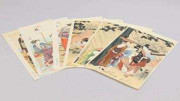 Ukiyo-e Reprint Triptychs – Taking Shelter Beneath a Large