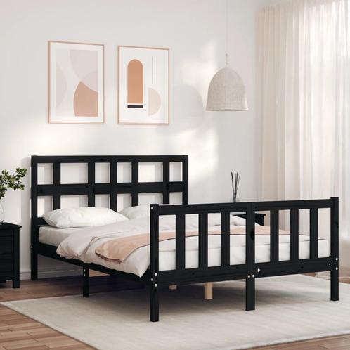 vidaXL Cadre de lit avec tête de lit noir petit double, Huis en Inrichting, Slaapkamer | Bedden, Verzenden