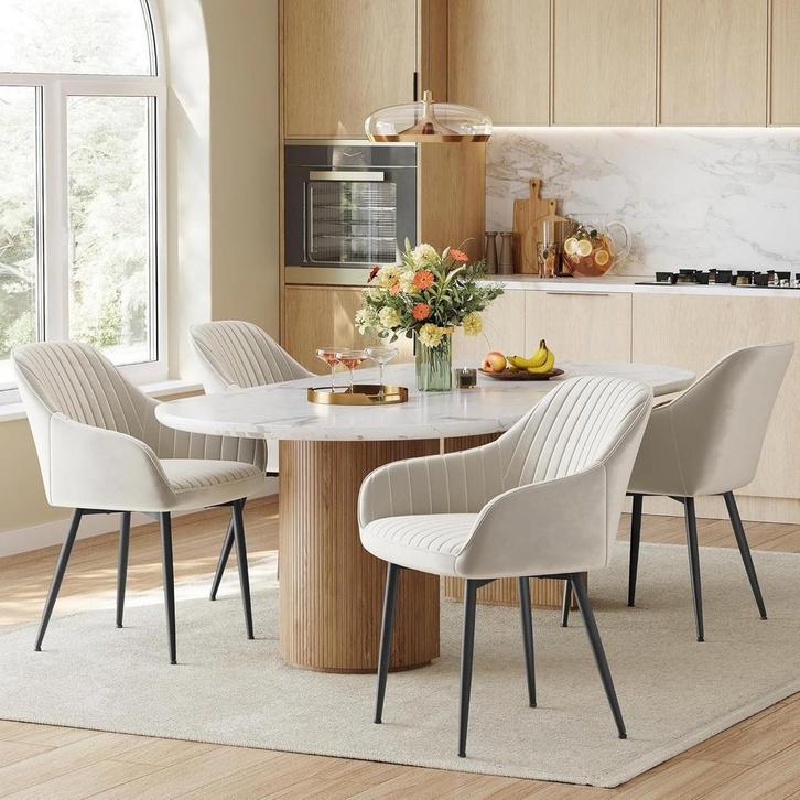 4x Eetkamerstoel – kuipstoel - keukenstoelen - fluwelen, Huis en Inrichting, Stoelen, Verzenden