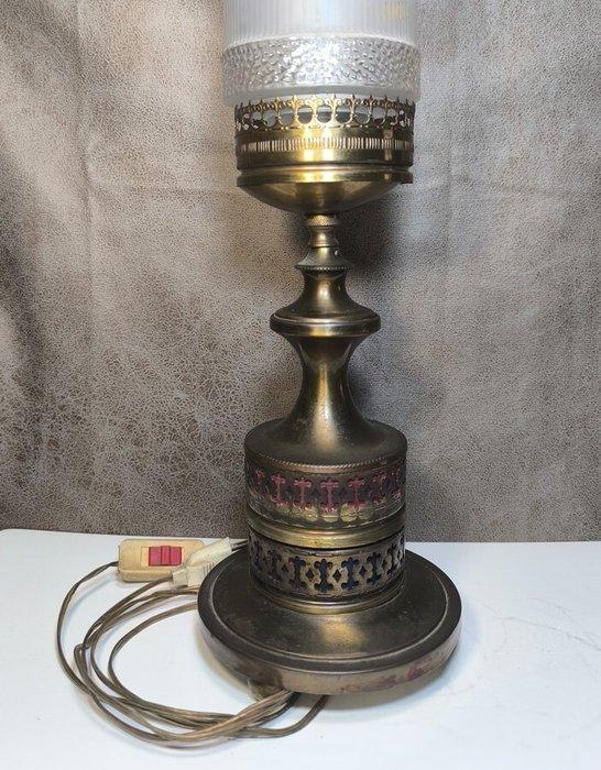 Tafellamp - Kristal, Messing - Lampara mesa art déco, Antiek en Kunst, Curiosa en Brocante