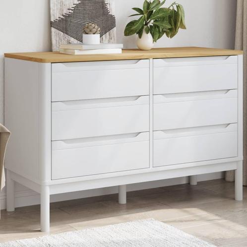 vidaXL Commode FLORO blanc bois de pin massif, Maison & Meubles, Armoires | Autre, Neuf, Envoi