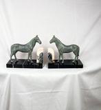 Beeldje - Paar boekenstaander - Paarden - 34 cm - Marmer,, Antiek en Kunst