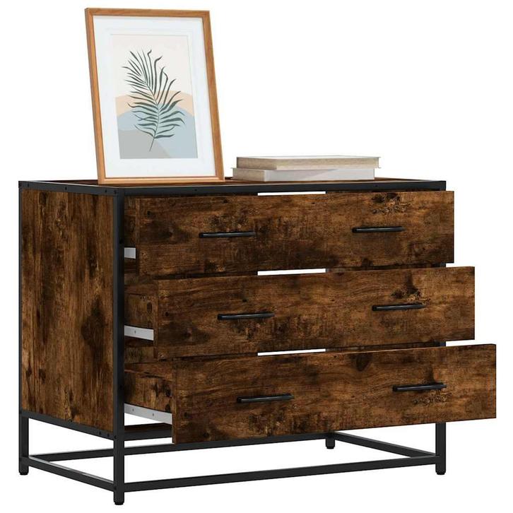 vidaXL Ladekast 70x41x56 cm bewerkt hout gerookt, Huis en Inrichting, Kasten | Overige, Nieuw, Verzenden