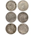 Frankrijk. 5 Francs 1830/1851 (6 stuks)  (Zonder, Postzegels en Munten