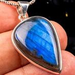 TOP Flash Blauwe Labradoriet Instelling in zilveren hanger -, Verzamelen