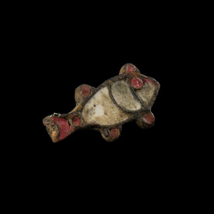 Oud-Romeins Emailleerde visfibula / broche, Antiek en Kunst, Antiek | Overige Antiek