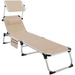 tectake Ligbed Lorella gestoffeerd, inklapbaar - beige, Tuin en Terras, Tuinsets en Loungesets, Verzenden, Nieuw