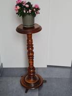 Bijzettafel - Antieke houten plantenzuil / piedestal in, Antiek en Kunst