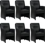 Set van 6 Zwarte leren landelijke eetkamerfauteuils -, Nieuw, Vijf, Zes of meer stoelen, Landelijk, Leer