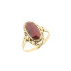 Gouden ring met granaat | Vintage (geelgoud, dames sieraden), 18 tot 19, Gebruikt, Overige kleuren, Ophalen of Verzenden