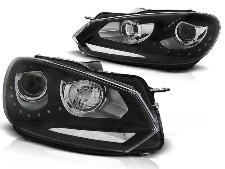 Koplampen dagrijlicht VW GOLF 6 10 08-12 ZWART TRU DRL, Auto-onderdelen, Verlichting, Nieuw, Ophalen of Verzenden