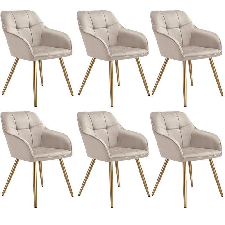 tectake Eetkamerstoel Marilyn, fluweellook, gecapitonneerd -, Huis en Inrichting, Stoelen, Verzenden