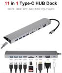 DrPhone USB C Hub - 11 in 1 met Gigabit Ethernet- 4K HDMI -