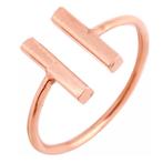 Fako Bijoux® - Ring - Dubbele Bar - Verstelbaar - Rosé, Handtassen en Accessoires, Ringen, Nieuw, Verzenden