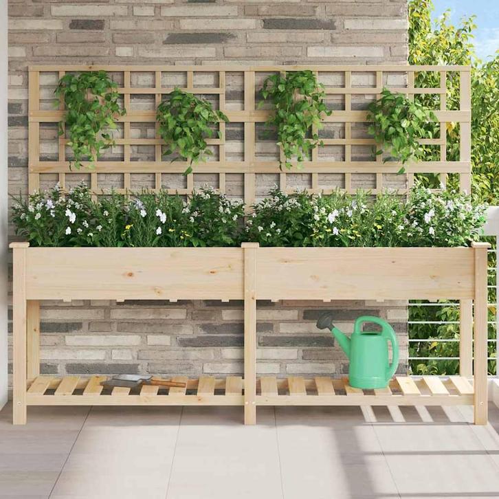 vidaXL Tuin Plantpot Beige 203,5 x 54 x 152,5 cm Massief, Tuin en Terras, Bloempotten, Nieuw, Verzenden