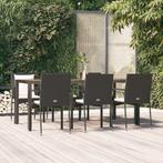 vidaXL 7-delige Tuinset met kussens poly rattan zwart, Verzenden, Nieuw, Tuinset