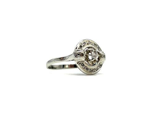 Zonder Minimumprijs - Ring - 18 karaat Witgoud -  0.07ct., Handtassen en Accessoires, Ringen