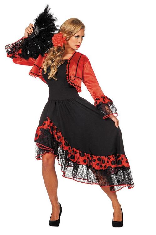 Spaanse Jurk Flamenco Rood Zwart, Vêtements | Femmes, Costumes de carnaval & Vêtements de fête, Envoi