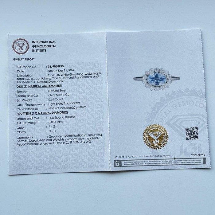 Verlovingsring - 14 karaat Witgoud - 0.69ct. tw. Aquamarijn, Handtassen en Accessoires, Antieke sieraden