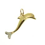 Bicolor gouden dolfijn hanger met diamantje | 0,01 ct., Ophalen of Verzenden