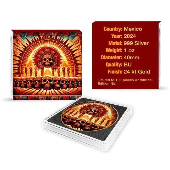 Mexico. 1 Onza 2024 1 oz Mexican Libertad Tzompantli 24k, Postzegels en Munten, Edelmetalen en Baren