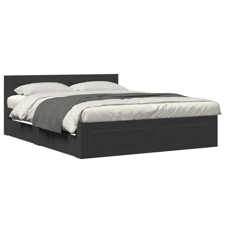 Bedframe 160x200 Zwart | Retour Deal | 55% Korting!, Huis en Inrichting, Slaapkamer | Bedden, 160 cm, 200 cm, Zwart, Nieuw, Hout