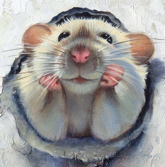 Gala - Mouse, hamster painting ~Dreamer~, Antiquités & Art, Art | Objets design