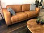 Leren 3-zits bank met stalen poten - bruin leer, Antiek en Kunst, Ophalen of Verzenden