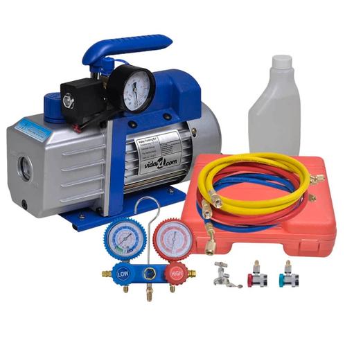 vidaXL Vacuümpomp 1-traps met 2-voudige manometerset, Elektronische apparatuur, Airco's, Nieuw, Verzenden