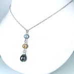 Halsketting Zilver Parel - Parel - Trilogie Akoya, SSP,, Handtassen en Accessoires, Kettingen, Nieuw