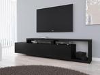 TV Meubel - Mat Zwart - 219x45x52 cm - TV kast met lade, Verzenden