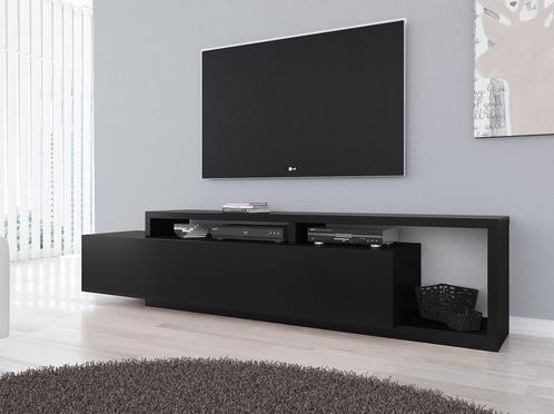 TV Meubel - Mat Zwart - 219x45x52 cm - TV kast met lade, Huis en Inrichting, Kasten |Televisiemeubels, 25 tot 50 cm, Nieuw, 200 cm of meer