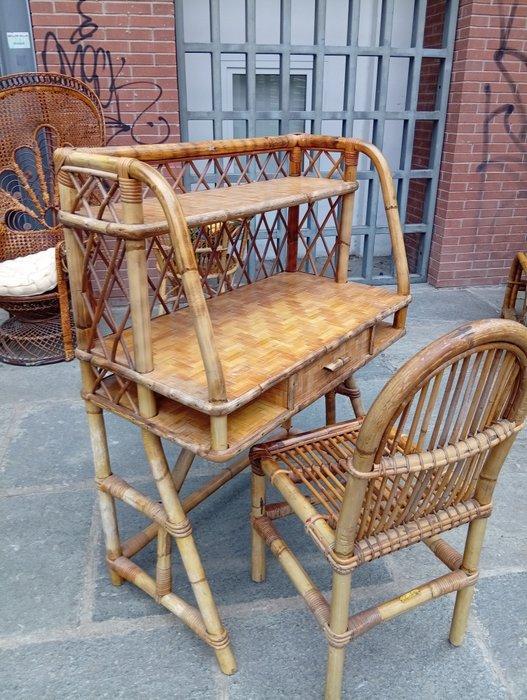 Audoux-Minnet - Bureau (2) - Bamboe - Met bijpassende stoel., Antiek en Kunst, Antiek | Meubels | Stoelen en Sofa's