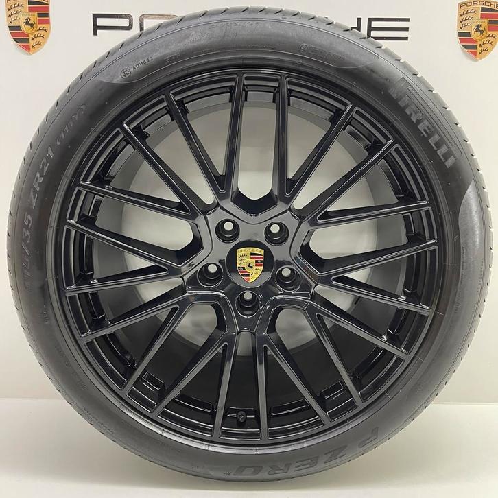 Porsche Cayenne E3 ORIGINELE 21 RS Spyder zwart met banden, Auto-onderdelen, Banden en Velgen, 21 inch, 315 mm, Personenwagen