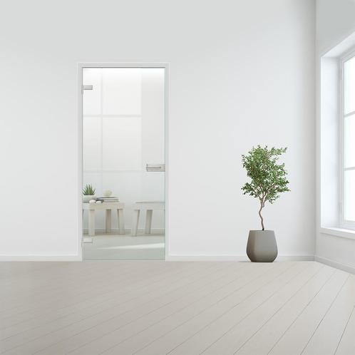 Glazen binnendeur voor opdek kozijn RVS beslag-Linksdraaiend, Bricolage & Construction, Fenêtres & Moustiquaires, Envoi