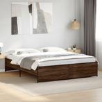 vidaXL Bedframe bewerkt hout metaal bruin eikenkleur 180x200, Verzenden, Nieuw