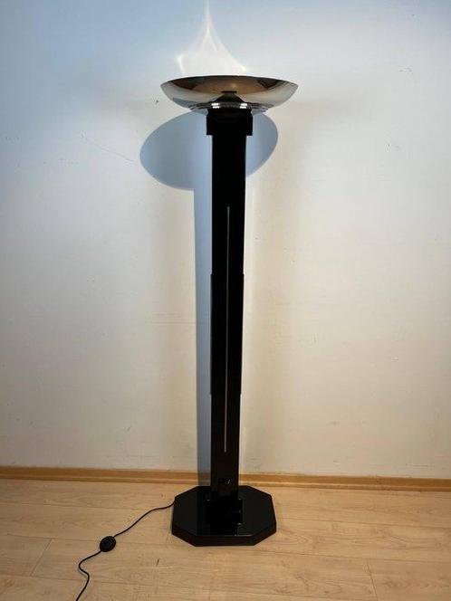 Staande lamp - Hout, Verchroomd - Art Deco Vloerlamp, Antiek en Kunst, Antiek | Meubels | Stoelen en Sofa's