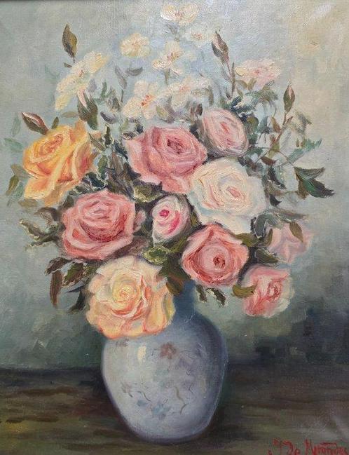 Spanish School (XX) - The charm of roses, Antiquités & Art, Art | Peinture | Classique