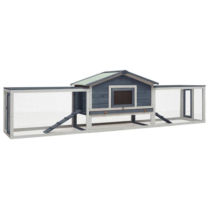 vidaXL Konijnenhok 310x70x87 cm massief grenen- en vurenhout, Dieren en Toebehoren, Knaagdieren en Konijnen | Hokken en Kooien