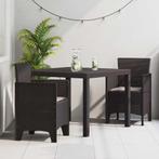 vidaXL Tuin Eettafel Set 3 pcs Bruin Polt riet, Verzenden, Nieuw