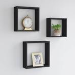 vidaXL Wandschappen kubus 3 st MDF zwart, Huis en Inrichting, Verzenden, Nieuw