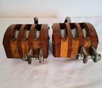 Ship’s pulley (2) - 2 grote katrollen - Bois, Fer