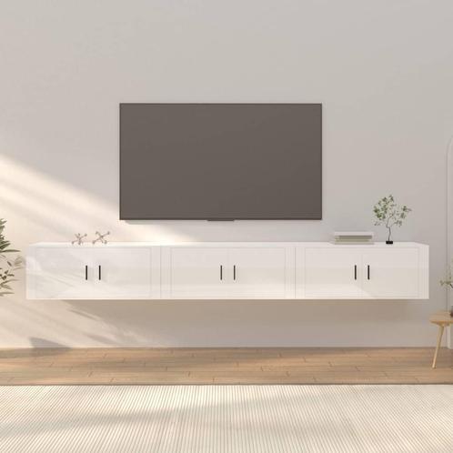 vidaXL Meubles TV muraux 3 pcs blanc brillant, Maison & Meubles, Armoires | Mobilier de télévision, Neuf, Envoi