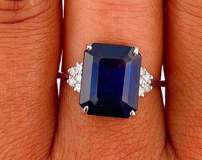 Zonder Minimumprijs - Ring Platina Saffier - Diamant, Handtassen en Accessoires, Ringen